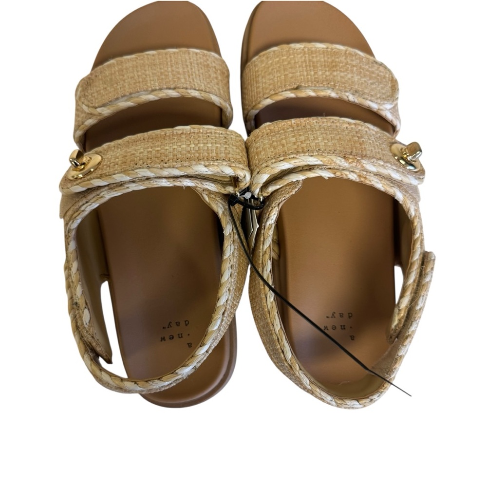 a new day Tan Braided Double-Strap Slide Sandals size 11